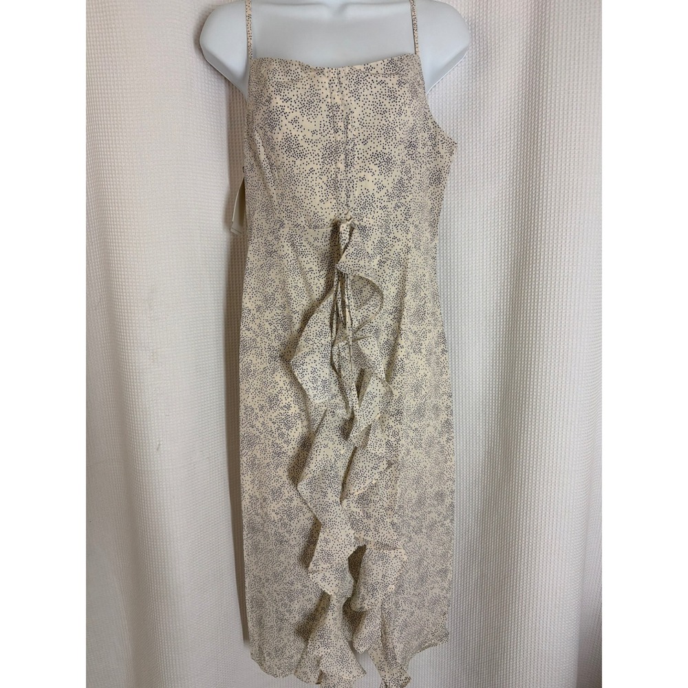Endless Rose Polka Dot Ruffle Midi Dress Cream Black Spaghetti Strap NWT Size M